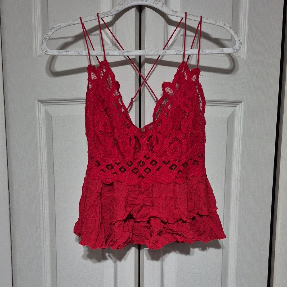 Red Lace Camisole FP ONE ADELLA Top
